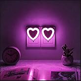 Lumipallas LED Night Lights Plug in(2-Pack), Dusk to Dawn Sensor Auto-On/Off, Cute Nightlight Heart Shaped 0.5W for Bedroom,