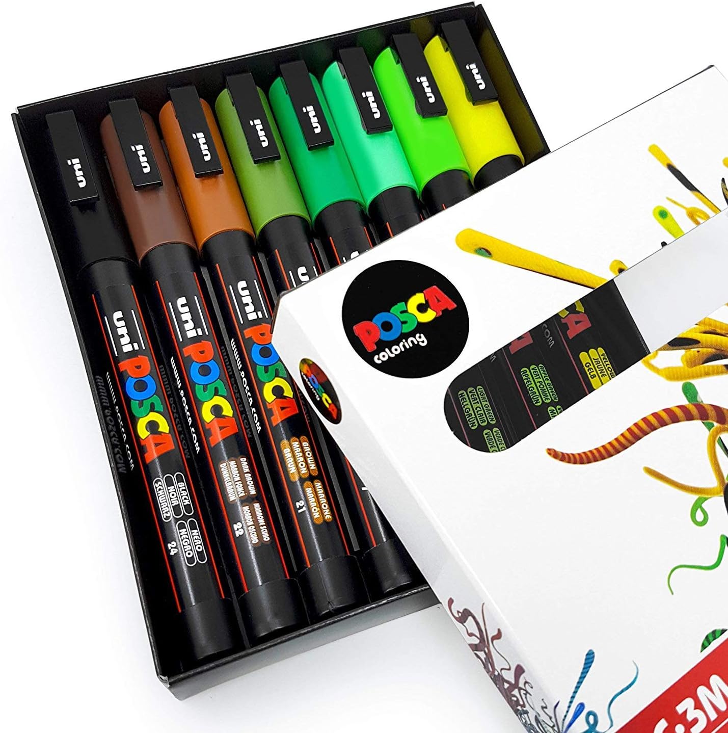 Uni POSCA PC3M Art Paint Markers Earth Tones Set of 8 In Gift