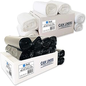 40-45 Gal Trash Bags (250 Bags) & 55 Gallon Trash Bags (150 Bags)