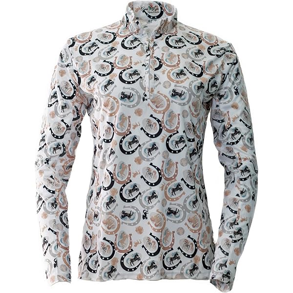 Chemise Kerrits Balance Ice Fil – Femme, Manches Courtes, Imprimé Symphonie Lapis Snaffle, Neuve