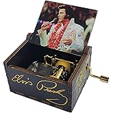 TheLaser'sEdge, Elvis Presley Mini Music Box with Can’t Help Falling in Love Song, Gifts for Women, Birthday, Christmas, Valentines - Black & Gold Theme