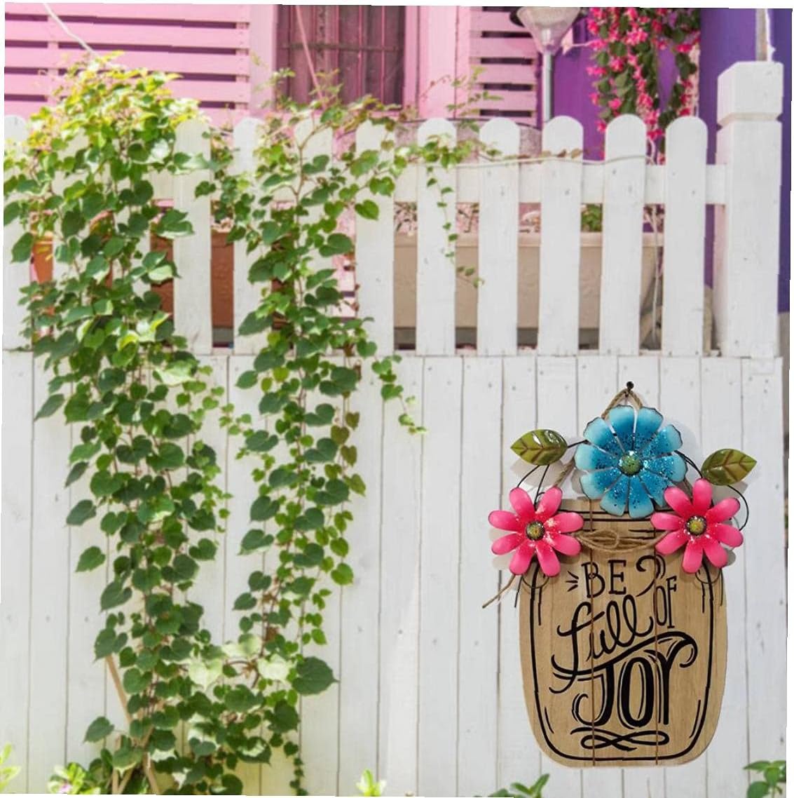 Wooden Door Hanging Sign Garden Hanging Plaque Decorative Wooden Hanging Sign Plaque Garden Ornaments: Kitchen & Dining