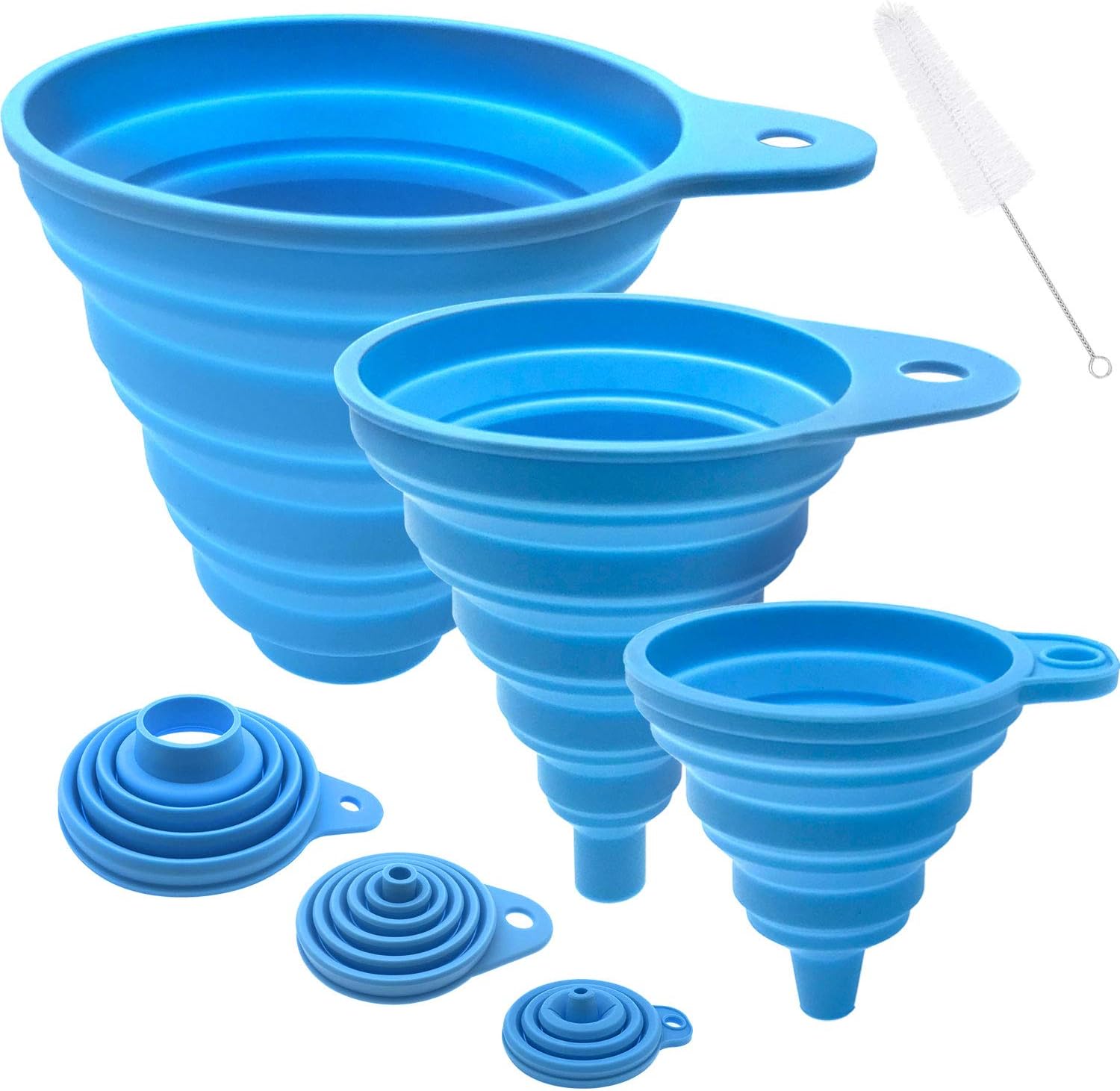 Funnels for Filling Bottles, Kitchen Funnel Set of 3, Food Silicone Funnel for Filling Liquid, Powder, Solid Beans Transfer