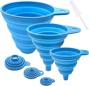 Funnels for Filling Bottles, Kitchen Funnel Set of 3, Food Silicone Funnel for Filling Liquid, Powder, Solid Beans Transfer