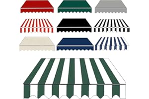Retractable Patio Awning Replacement Fabric Valance for Awnings Sun Shade Cover for Shop Garden Courtyard Green White 12x10ft