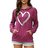 Women's Hoodies Pullover Cute Heart Sweatshirts Long Sleeve Tops with Pockets
