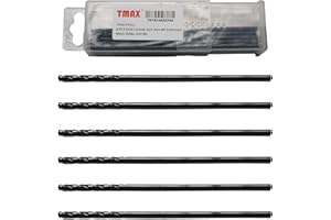 TMAX 6 PC 5/32 Inch x 6 Inch Aircraft Extension Black Oxide Drill Bit, Premium M2 High Speed Steel, Extra Length, for Metal, 