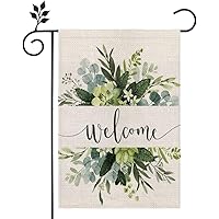 CROWNED BEAUTY Spring Floral Welcome Garden Flag 12×18 Inch Small Vertical Double Sided Seasonal Outside Décor for Yard…