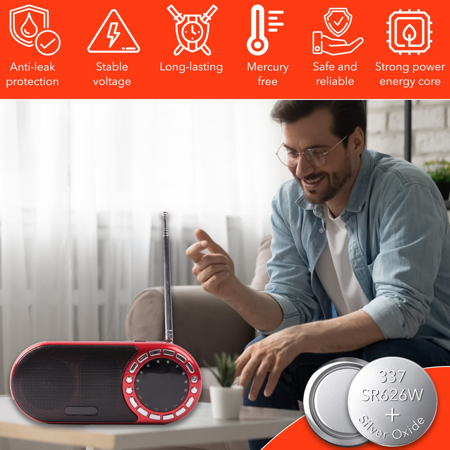 LOOPACELL 377/376 / SR626W / SR626SW / Silver Oxide Watch Batteries (Pack of 5) - 1.55V Long Lasting Coin Cell Battery for Watches, Toys, Decorations, Wristwatches, Remote Control, Mini Radio