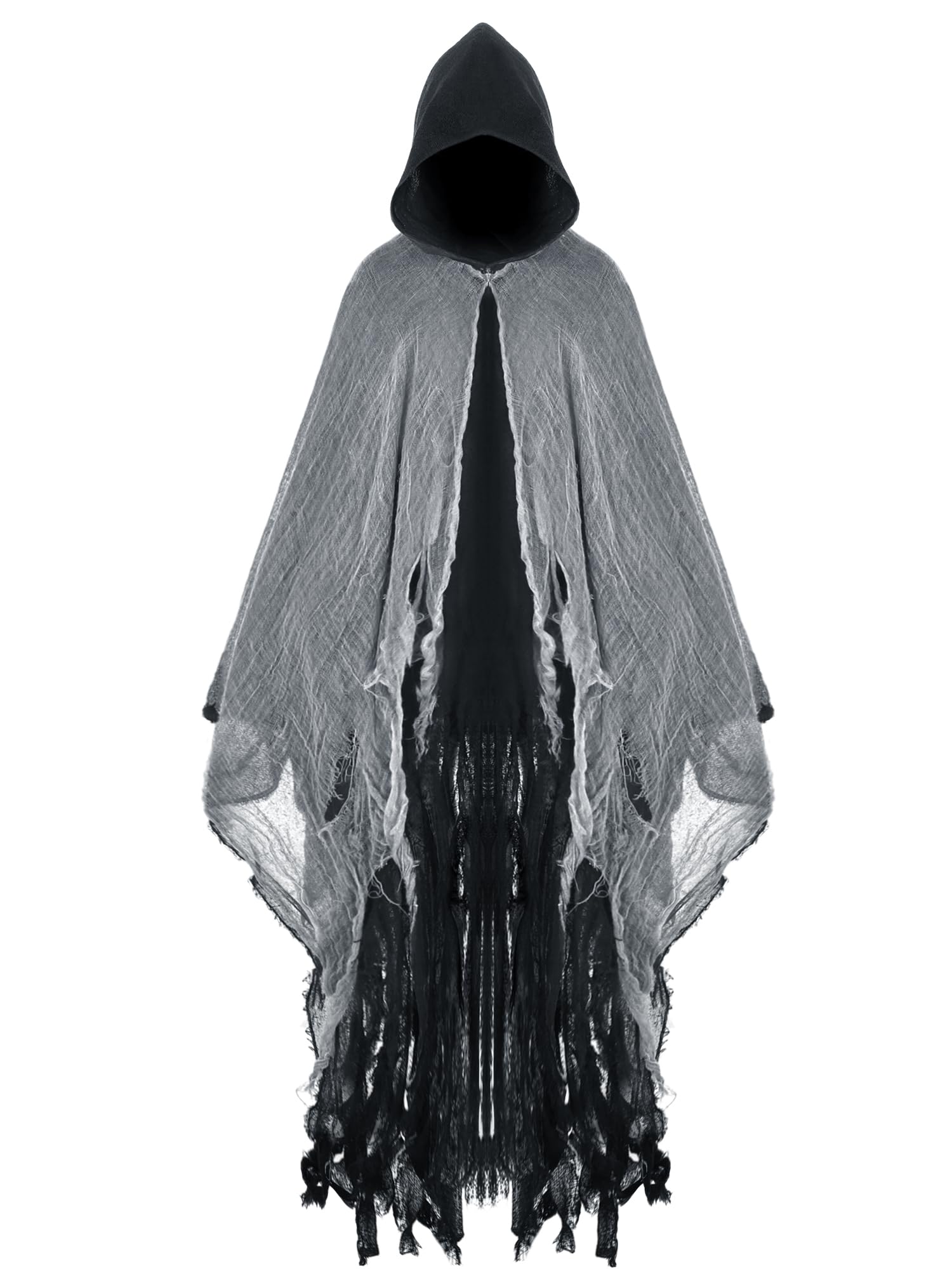 Photo 1 of Geyoga Hooded Cloak Medieval Renaissance Gothic Wizard Cape Grim Reaper Cosplay Costume for Adult(Black,Medium)