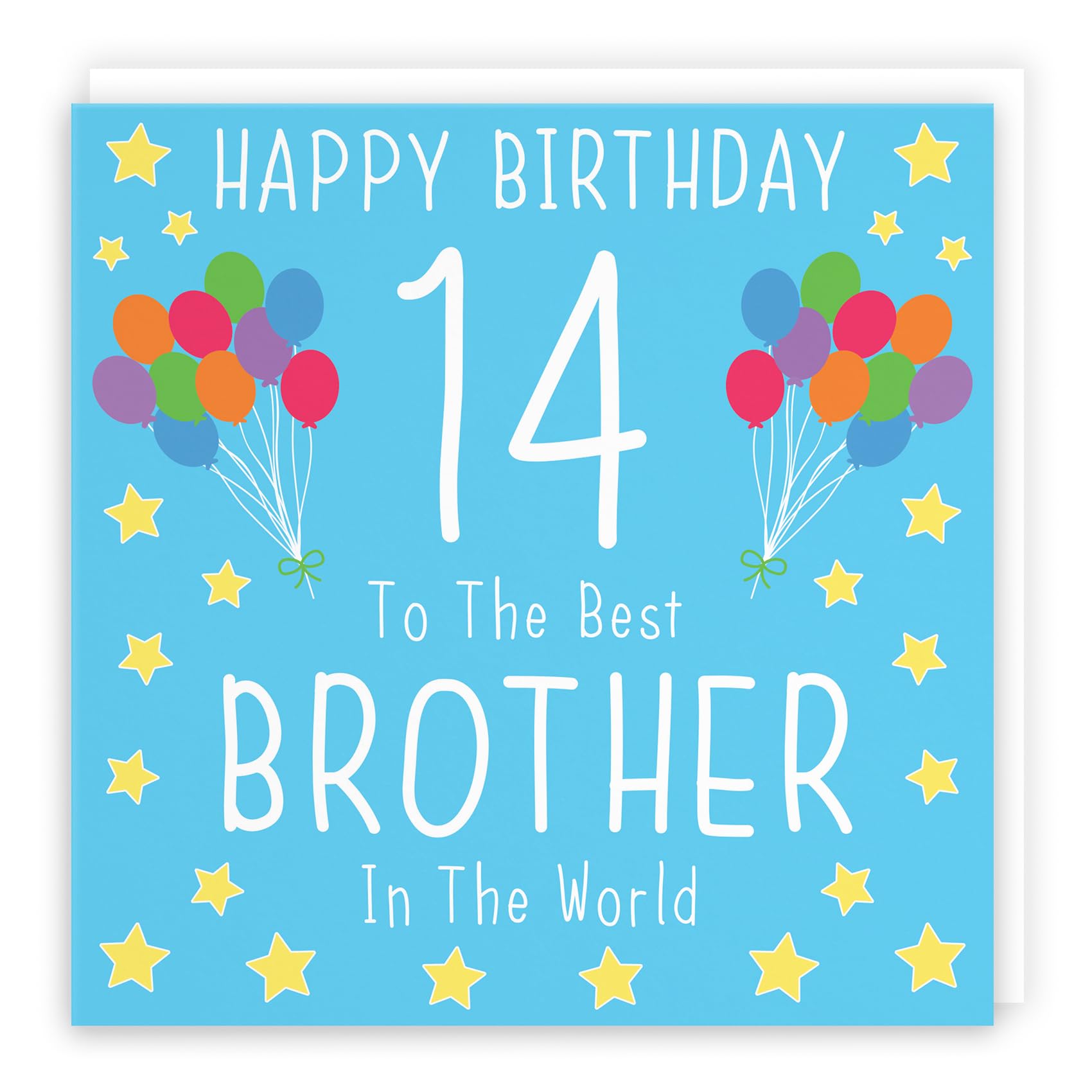 Hunts England - Brother 14th Birthday Card - Happy Birthday - 14 - To The Best Brother In The World - Iconic Collection - Fun Card