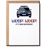 NSMGifts Police Car Birthday Card - Boy, Unisex-Adults - 5 x 7 inches