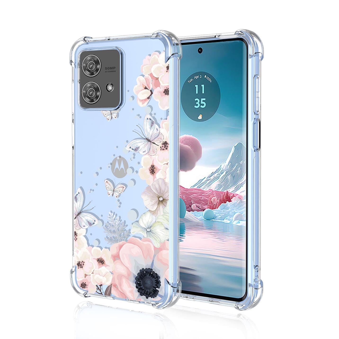 BORYA Case for Motorola Edge 40 Neo, Shockproof TPU Bumper Clear Ultra Thin Soft Silky Premium Silicone Cover with Cute Elegant Simple Pattern, A48 — image 1