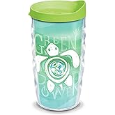 Tervis Turtle Insulated Tumbler with Wrap and Lime Green Lid, 10oz Wavy, Clear