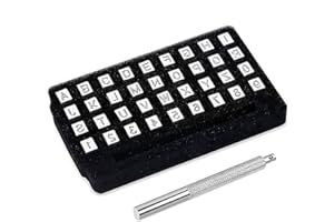 37Pcs Leather Stamping Tools Kit, Alloy Steel 6.5mm Letter and Number Stamps Punch Set with Anti-Slip Handles, 26 Alphabet an