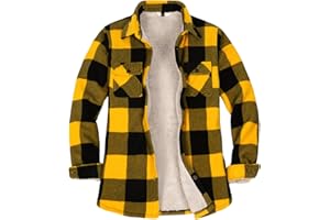 ThCreasa Womens Sherpa Fleece Lined Flannel Shirt Jacket Warm Button Up Plaid Shirt Jac (Sherpa Fleece Throughout)