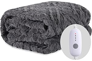 McJaw Electric Blanket Heated Full Size, Super Cozy Soft Flannel 72''x84'' Heating Blanket with 4 Heating Levels & 10 Hours Auto Off, Machine Washable, Over-Heat Protection,Grey
