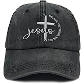 Christian Jesus Cross Hat Embroidered Adjustable Washed Faith Baseball Caps
