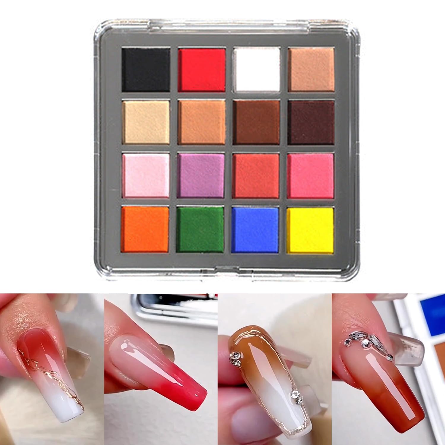 MOEPAK Nail Pigment Palette Solid nail Powder Set Ombre Nail Powder For Nail Art Manicure DIY Accessories 16 Colors (A) - Image 3