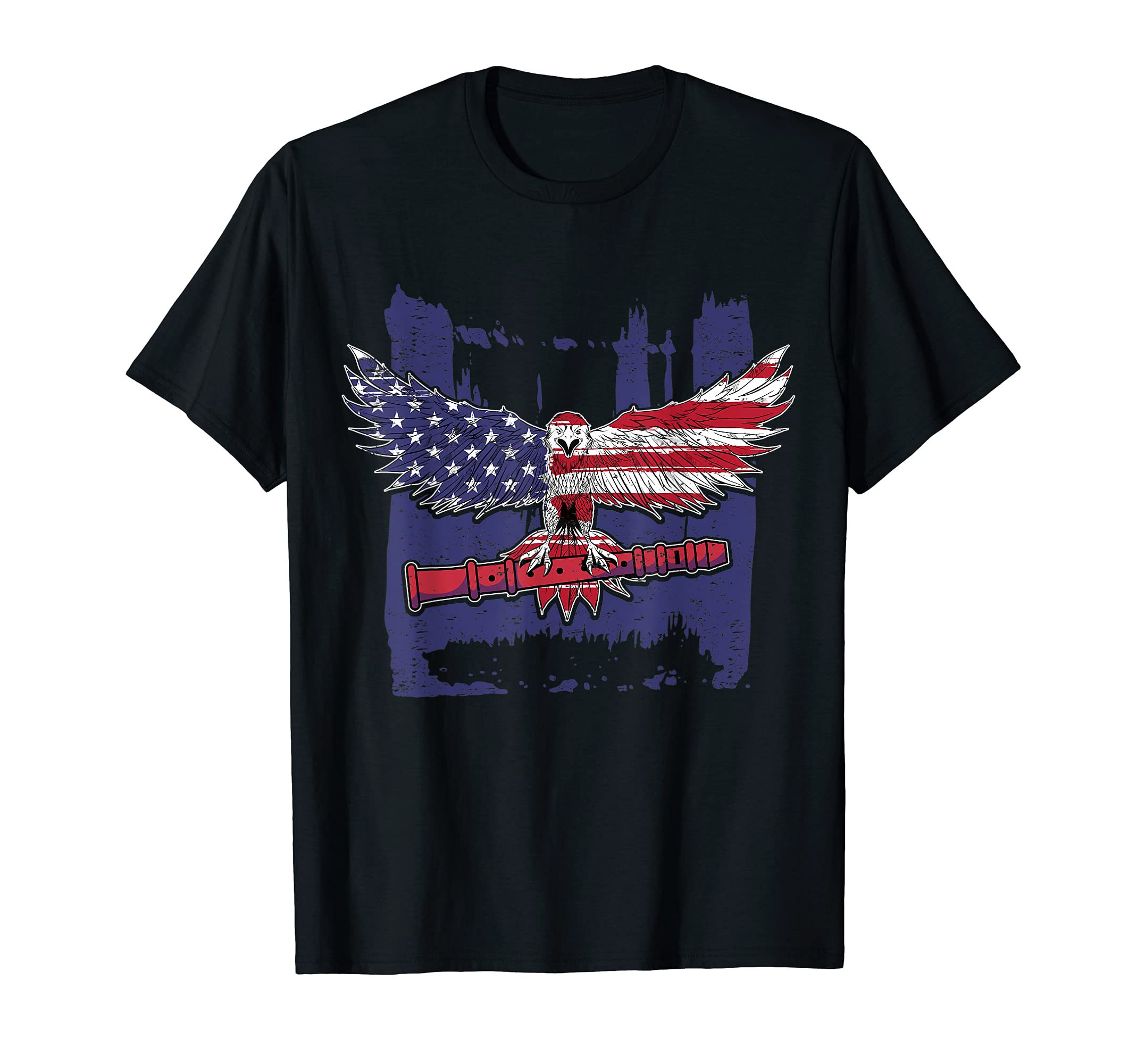 Patriotic Flute Player Flutist I American Eagle USA T-Shirt