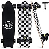 BELEEV Cruiser Skateboards for Beginners, 27 x 8 inch Complete Skateboard for Kids Teens Adults, 7 Ply Canadian Maple Double Kick Deck Concave Skateboard with Skate T-Tool