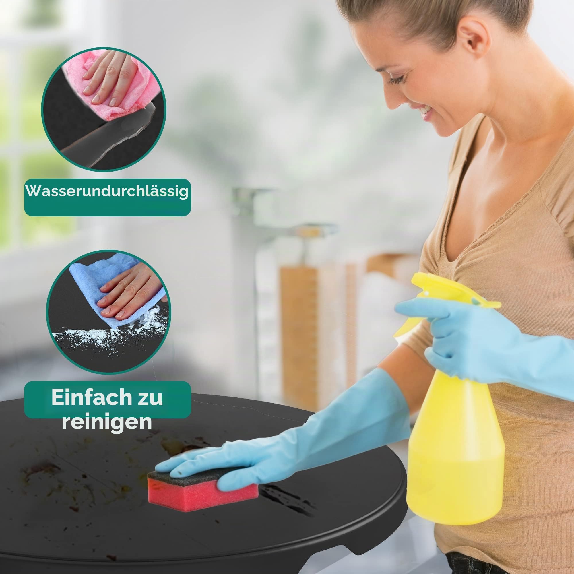 YITAHOME 80cm Gartentisch, Runder Klapptisch, Balkontisch Klappbar, Campingtisch Wetterfest für Outdoor Party Strand BBQ, mit Rostfreie Metallrahmen, 80 x 80 x 74cm, Schwarz 6