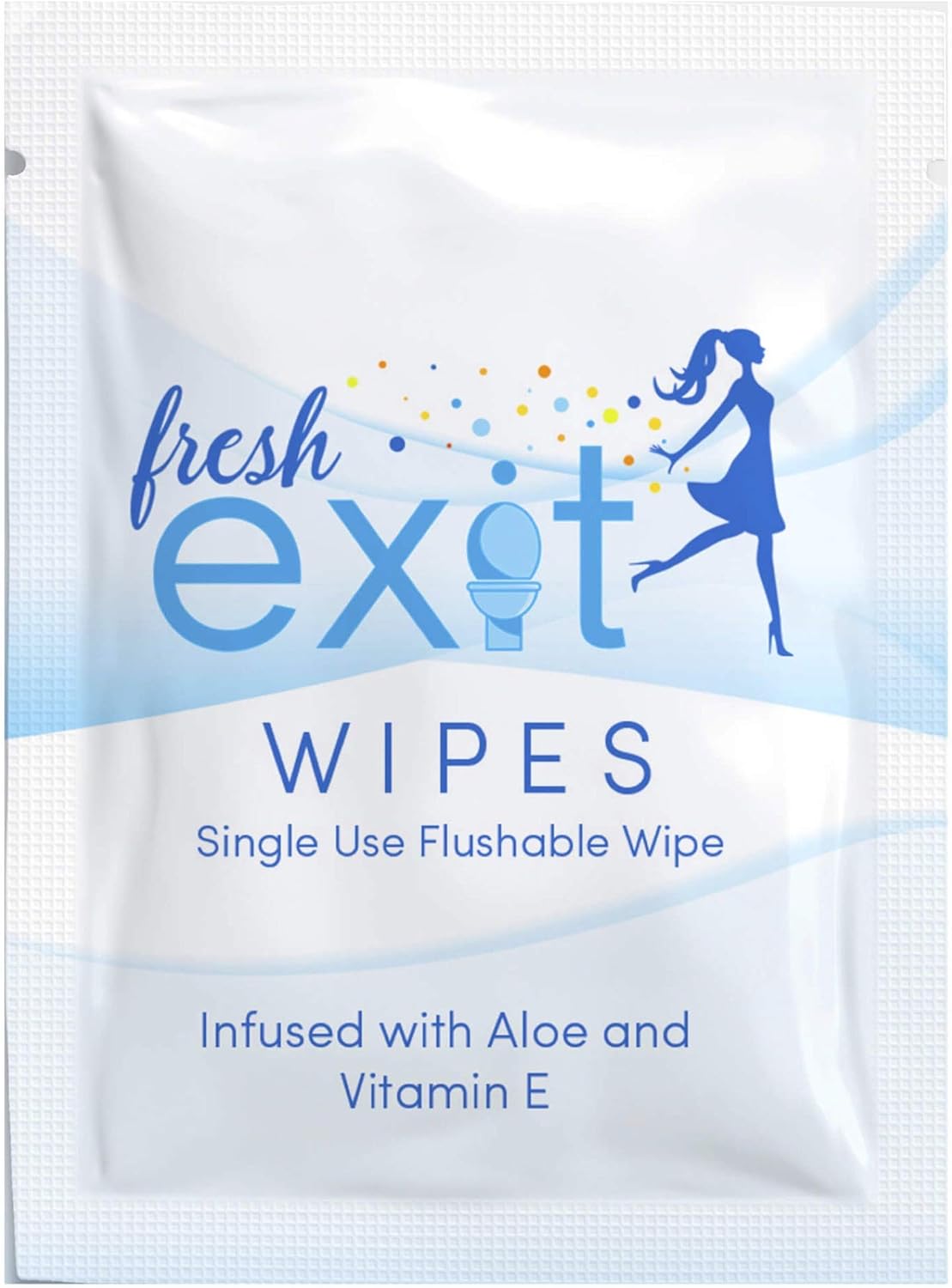 FreshExit – 60 Individually Wrapped Flushable Wipes for Adults - Travel Wipes - Personal Wipes – Feminine Wipes – Butt Wipes - Include Vitamin-E and Aloe (2 Pack)