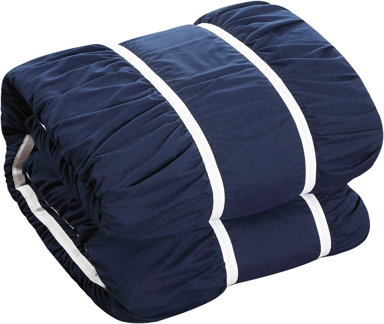 Chic Home Cheryl 10 Piece Comforter Set Complete Bed in a Bag Pleated Ruched Ruffled Bedding with Sheet Set and Decorative Pillows Shams Included, Queen Navy: Home & Kitchen