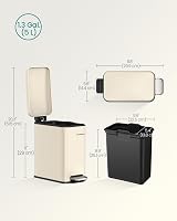 SONGMICS 5 L Slim Bathroom Bin with Pedal Lid Soft Close Steel LTB560A01 view 6