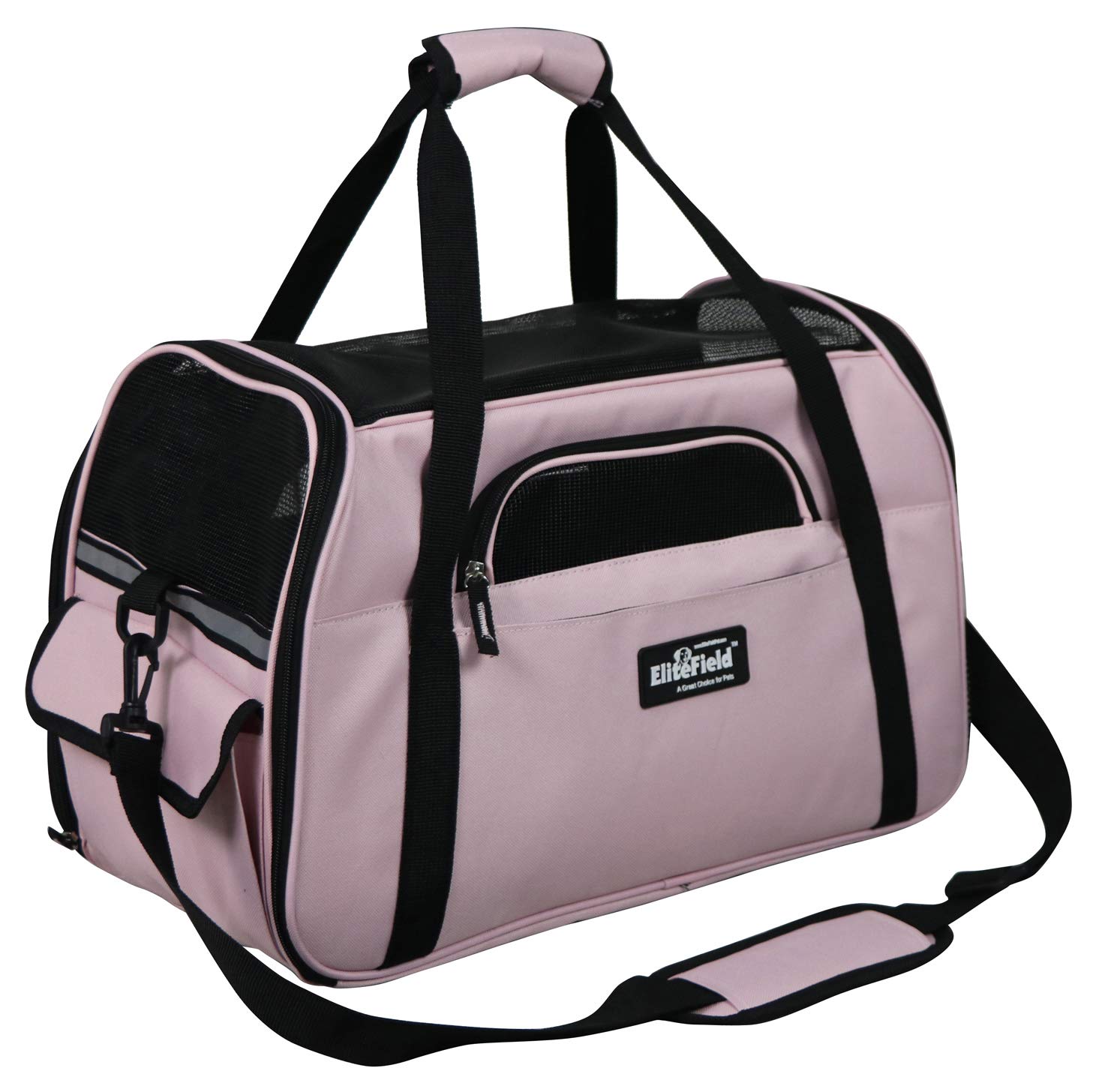 EliteField Soft Sided Pet Carrier (3 Year Warranty, Airline Approved), Multiple Sizes and Colors Available (Medium: 17" L x 9" W x 12" H, Pink)