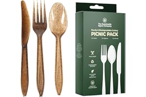 THE SUSTAINABLE AGAVE COMPANY Sustainable Agave Co - Agave Fiber Cutlery - 12 Sets / 36 Pieces - Biodegradable, Plant-Based, Made With Upcycled Materials - Bulk Brown Forks, Knives & Spoons Variety Pack
