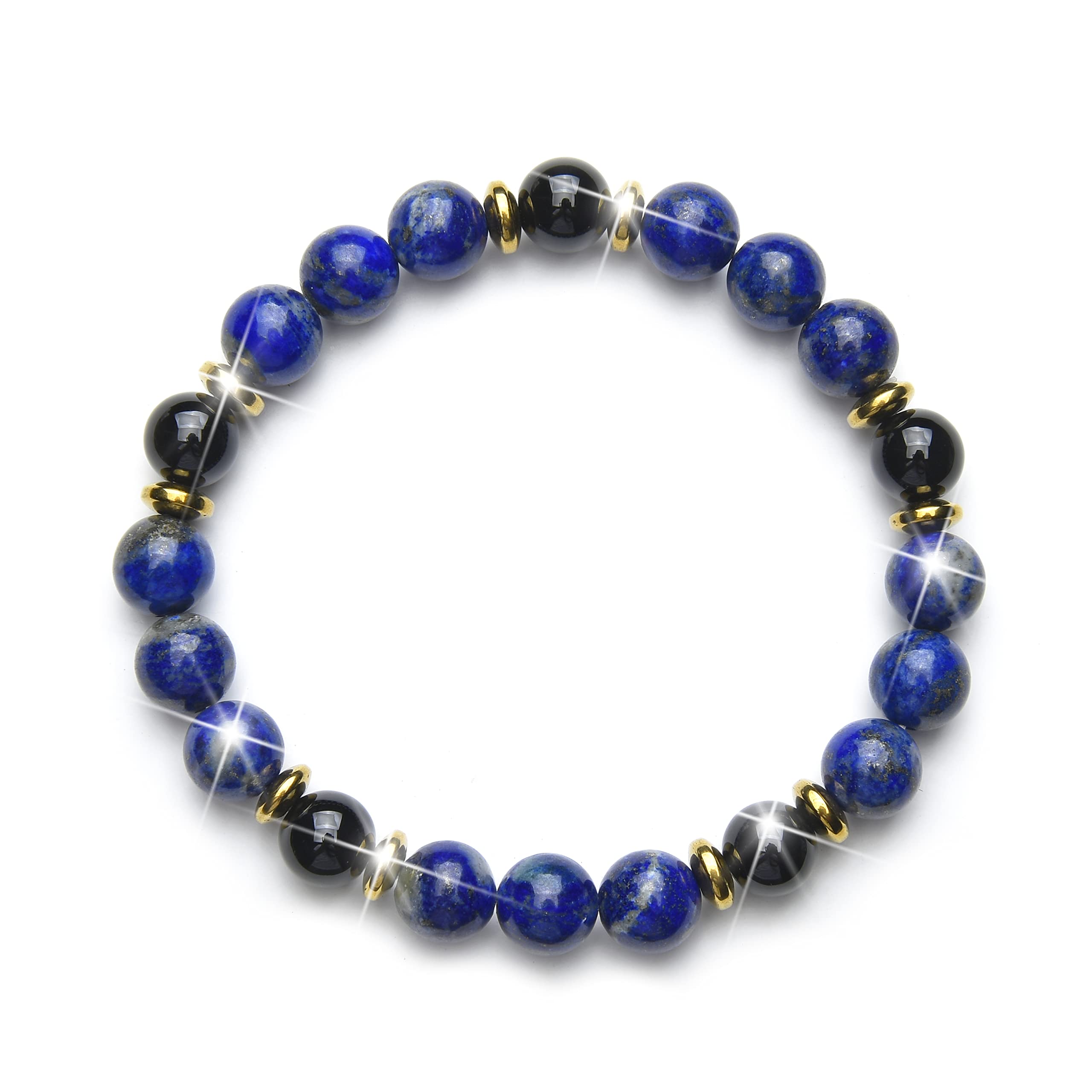 Fukugems Lapis Onyx Lucky Feng Shui Bracelet, Hello Money Bracelet, Entrepreneur Business Relationship Bracelet, Bracelets for Men and Women with Money Prosperity Goals (M007)