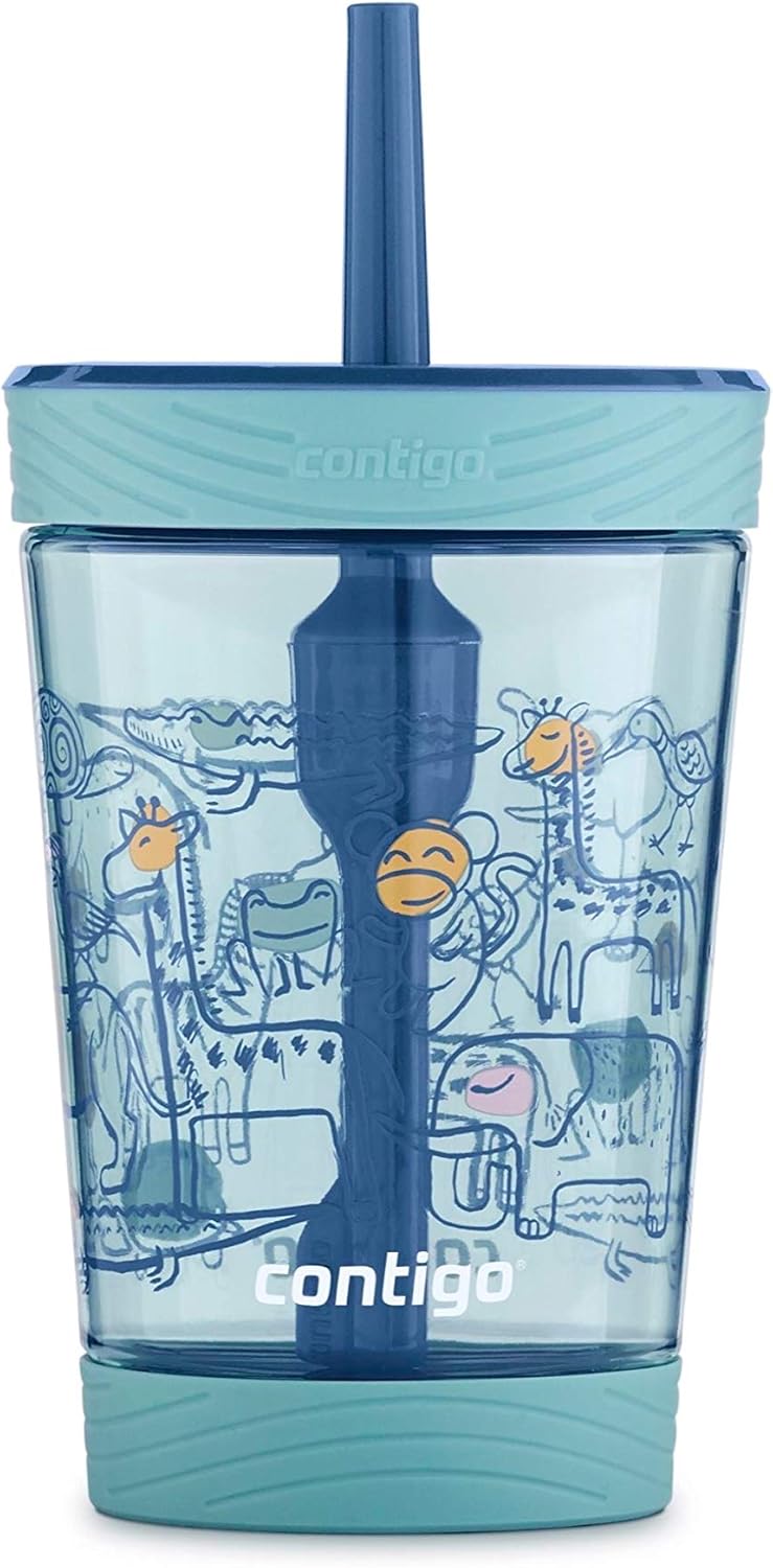 Contigo Kids Tumbler with Straw | Spill-Proof Tumbler with Straw for Kids, 14oz, Nautical Blue: Kitchen & Dining