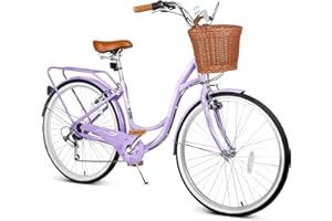 EISYROOD 26 Inch Beach Cruiser Bike for Women, Hybrid Cruiser Bike with 7 Speed, Adjustable Seat, Lightweight Women Beach Cruiser Bike with Anti-Skid Tires, Multi Colors