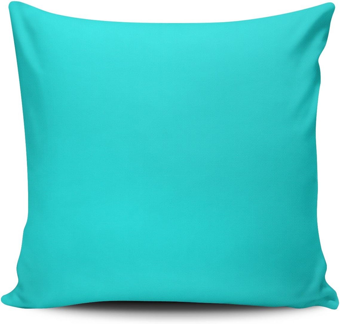 ZeDae Decorative Neon Aqua Blue Bright Turquoise Color Square Pillowcases Fancy Personalized Throw Pillow Covers Cases 20x20 Inches One Sided