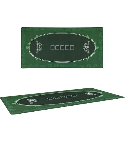 Accessoire Jeux De Société Tapis De Poker Pro 180x90 Cm - 10 Joueurs - Caoutchouc Portable Avec Sac De Transport - Texas Hold'em & Blackjack Tapis Caoutchouc Portable