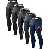 5 Pack Thermal Compression Pants for Men Fleece Lined Cold Weather Sports Tights Winter Gear Athletic Baselayer Leggings