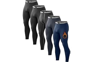 VELDTHOLOS 5 Pack Thermal Compression Pants for Men Fleece Lined Cold Weather Sports Tights Winter Gear Athletic Baselayer Leggings