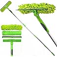 DSV Standard Professional Window Squeegee for Window Cleaning, 2 in 1 Rotatable Window Cleaning Squeegee Kit with Extension Pole, 62” Window Cleaning Tool for Indoor/Outdoor High Windows, Home, Car