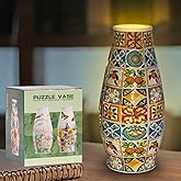 MYLARREN 3D Puzzle Vase for Adults & Kids, 152 Pcs 3D Puzzle Planter Vases for Flowers, Arts and Crafts for Kids 4-6, Adults, Girls, Cute Unique Flower Vases with Night Light(Grid)