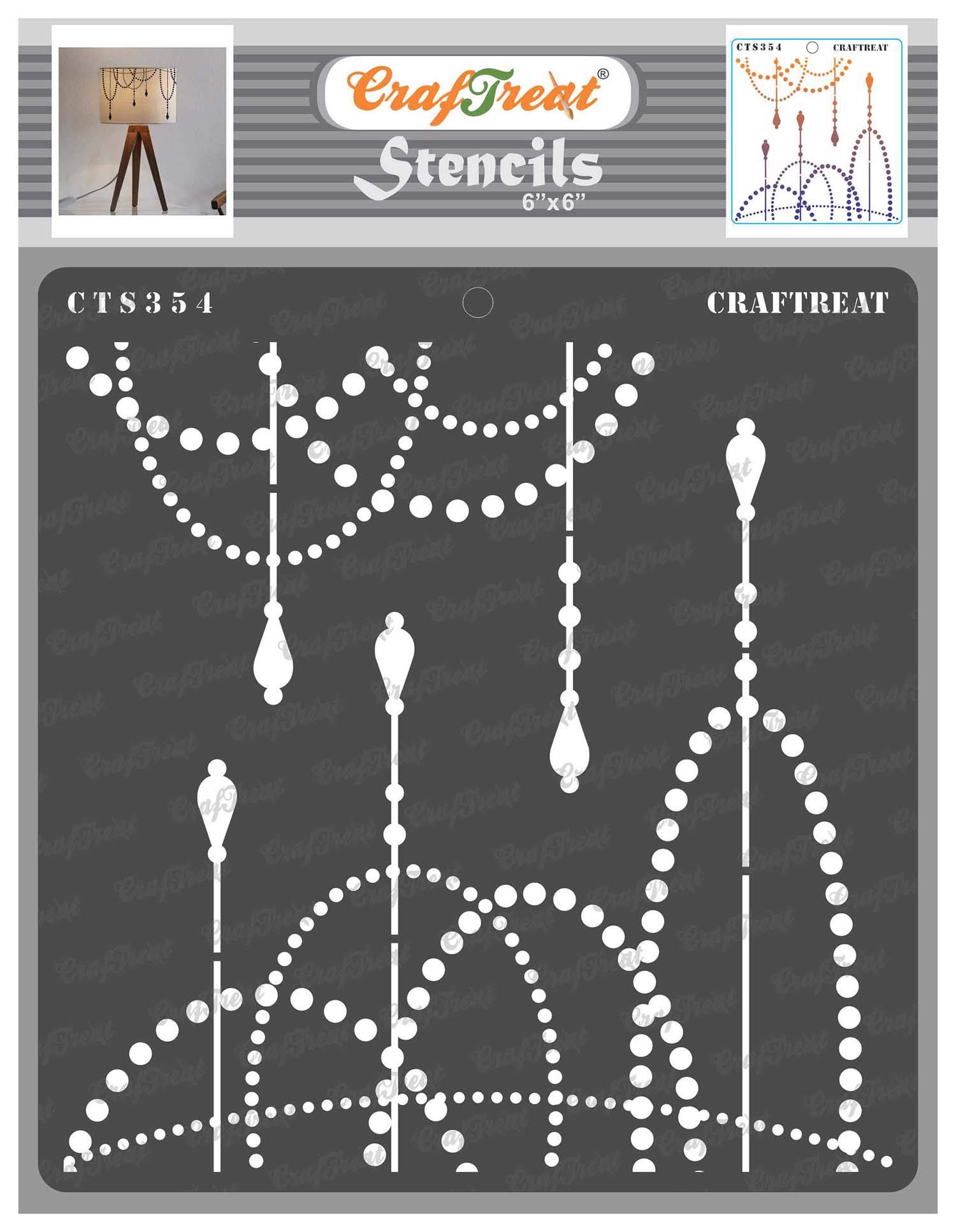 CrafTreat Reusable Dot Stencils for Painting on Wood, Canvas, Paper, Fabric, Floor, Wall and Tile - String of Lights - 6x6 Inch - DIY Art and Craft Stencils - Swag Stencils