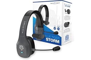 Blue Tiger Storm Gray - Premium Trucker Bluetooth Headset - Wireless Noise Canceling Mono Headset with Mic - High-Fidelity Sound, 30-Hour Talk Time, USB-C Charging - for Truck Drivers, Bluetooth 5.0
