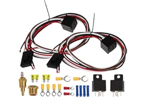 X AUTOHAUX Dual Electric Fan Relay Kit with Thermostatic Sensor Switch 185 on 175 Off 40A Radiator Electric Cooling Fan Wiring Install Kit Waterproof Automotive Fan Wiring Kit Controller