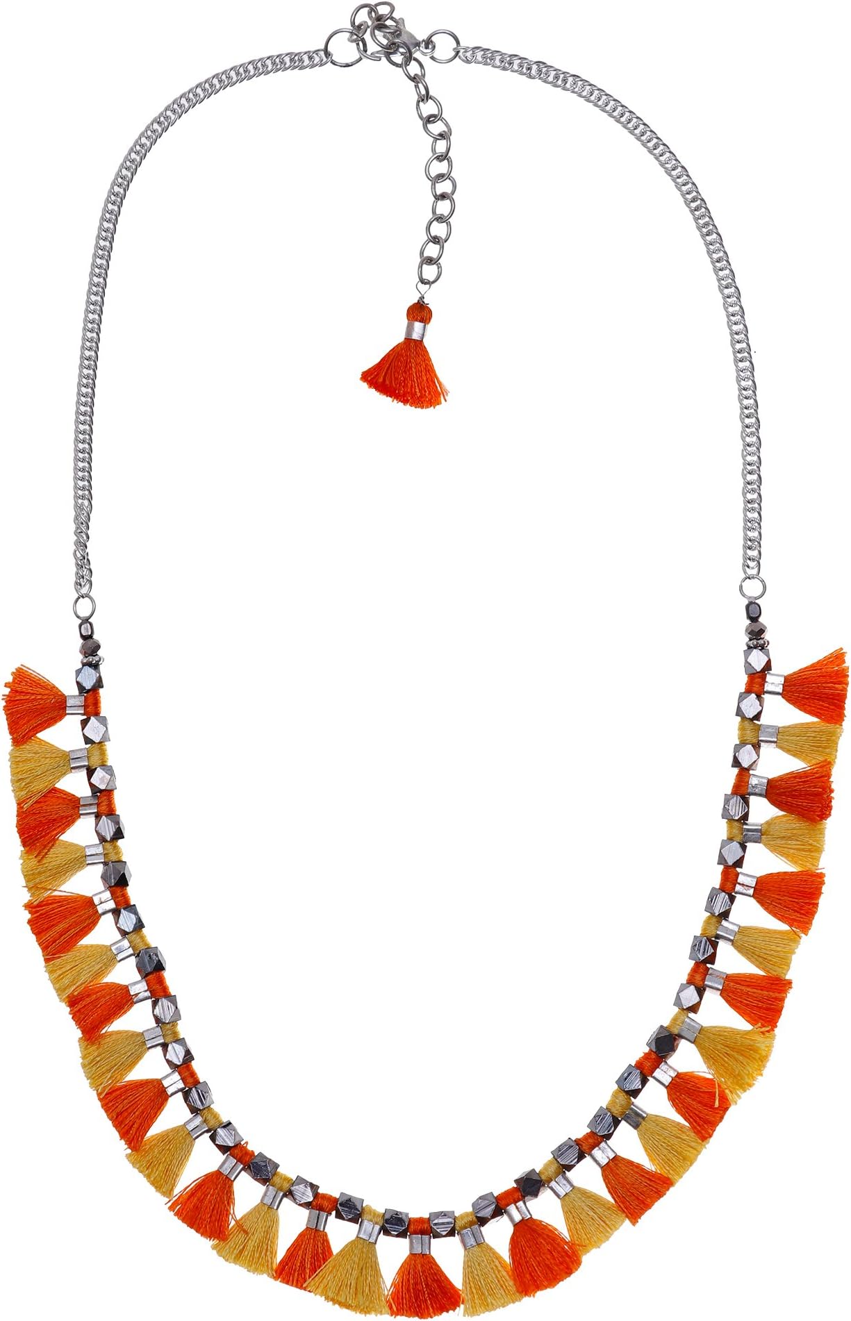 Pink Street Fashion's Multi Tassel Silver Plated Metallic NECKSET