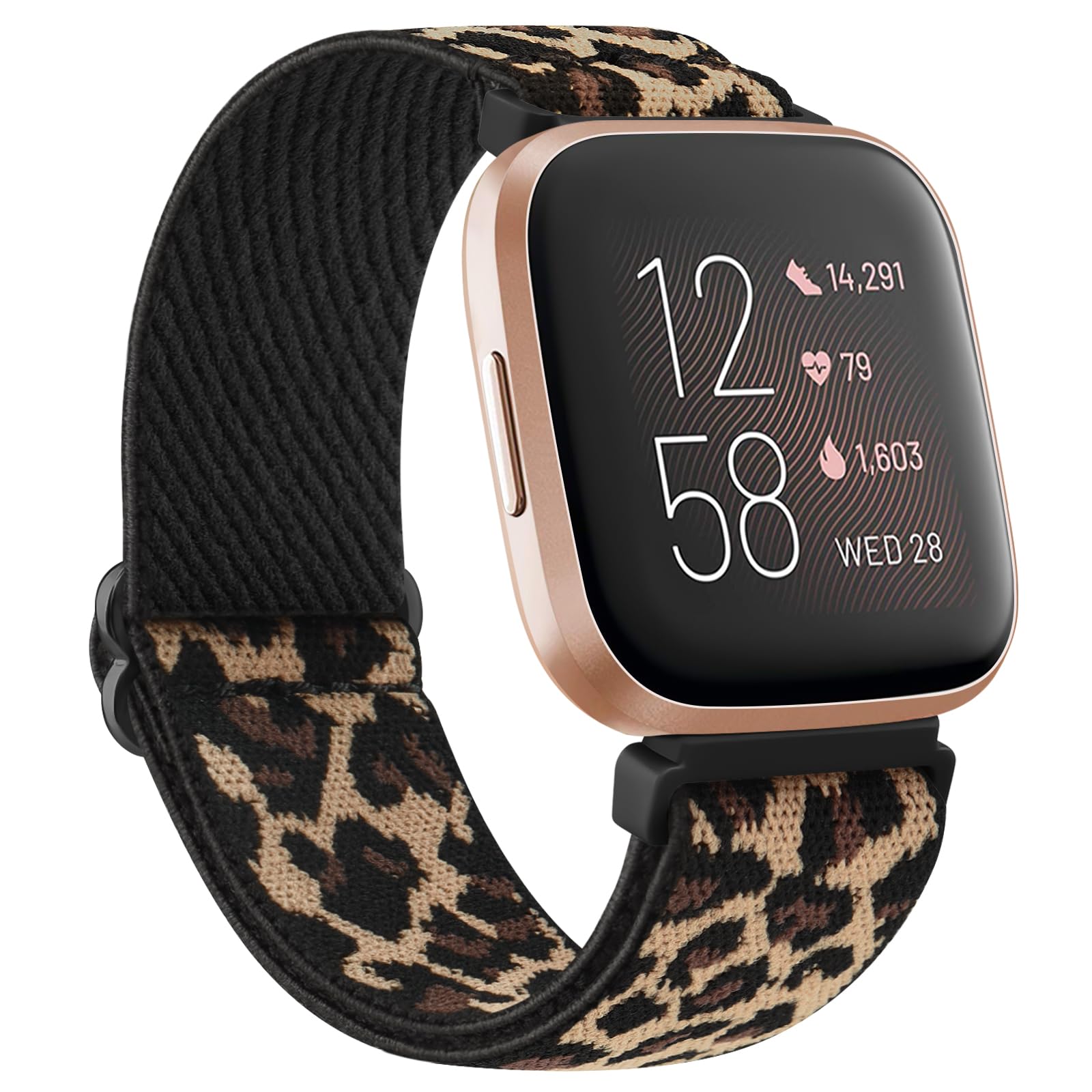 Fitbit Versa 2 Stretchy Straps for Women Men - Soft Adjustable Nylon Breathable Sport Strap Compatible With Versa/Lite/SE (X-Leopard) — image 1