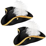 Cossoul Tricorn Pirate Hat with Feather Black