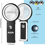 AIXPI Magnifying Glass with Light and Stand 10X 18 LED Black White view 2