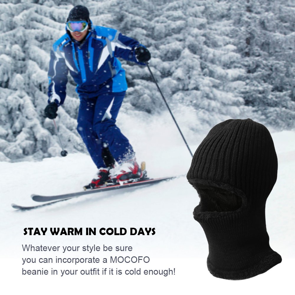 MOCOFO Warm Winter Hats, 3-in-1 Knit Beanie with Flexible Neck Guard,Unisex Face Mask Riding Hat for Winter Outdoor Sports Cycling Motorcycle Ski Snowboard or Fishing