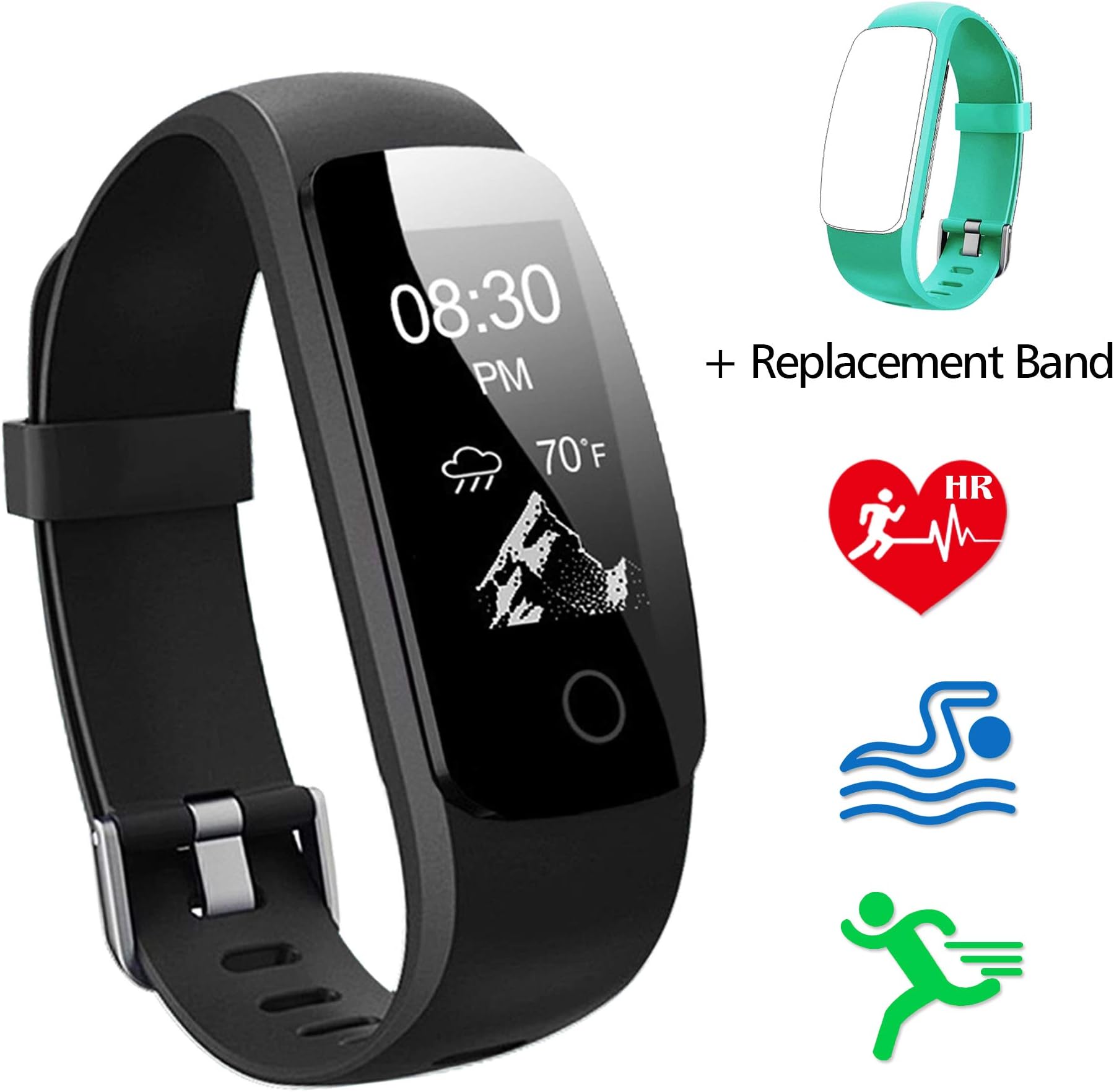 Lintelek Fitness Tracker HR Activity Tracker Watch with Sleep Monitor, Smart Fitness Band with Weather Display, Step Counter, Calorie Counter, Pedometer Watch for Kids Women and Men