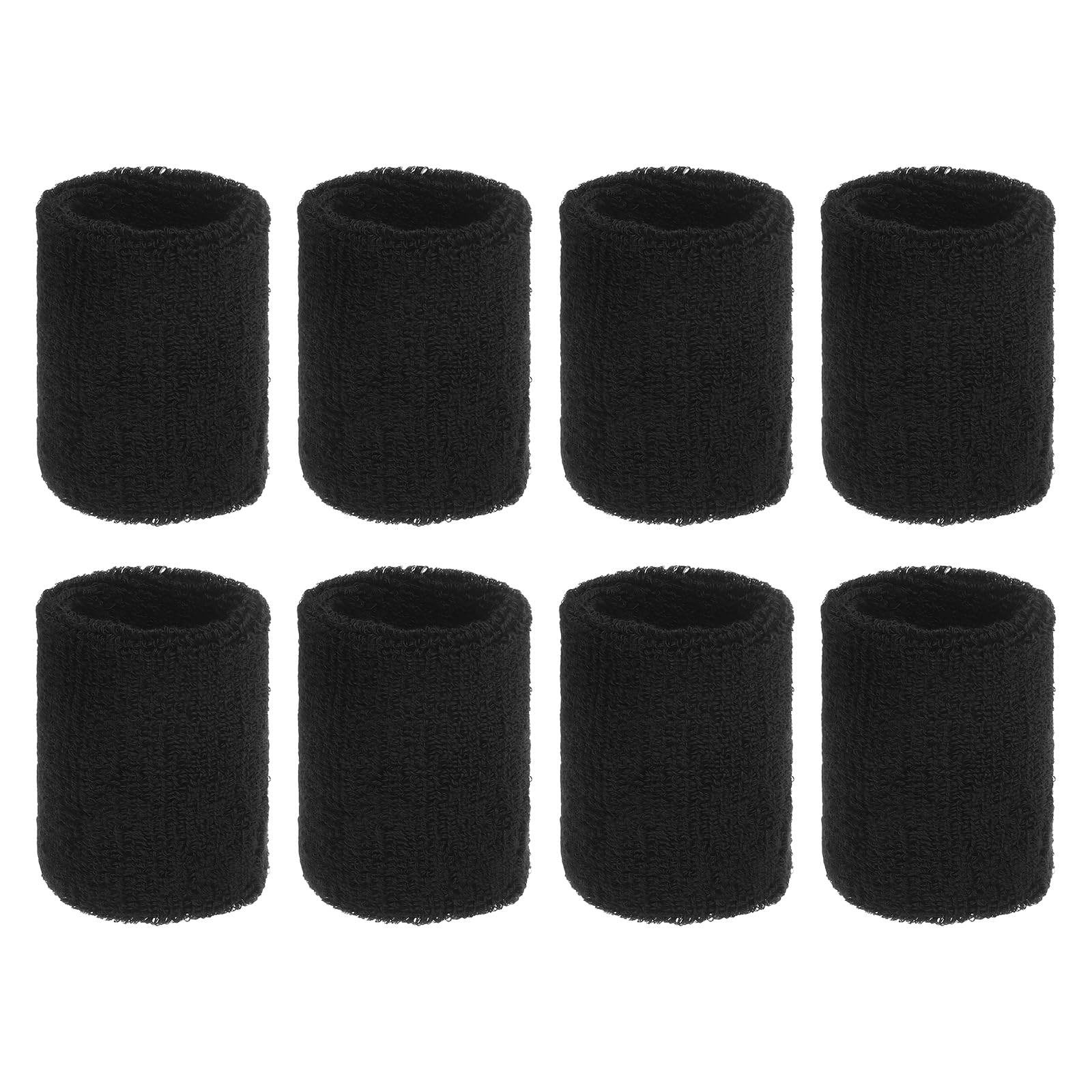 PATIKIL Wrist Sweatbands, 8Pack Sports Wristbands Sweatbands Wrist for Tennis Badminton Basketball Football, Black